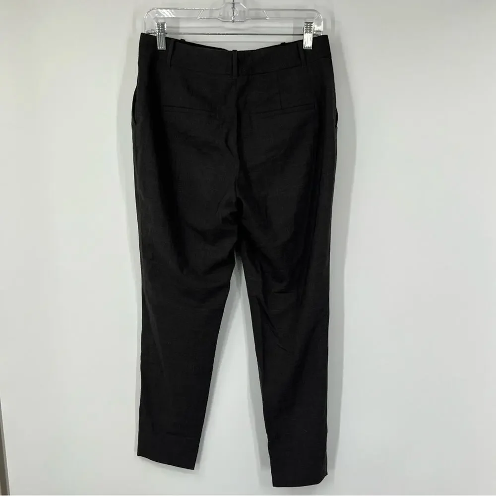 M.M. Lafleur Gray Mid-Rise Wool-Blend Trouser Pants